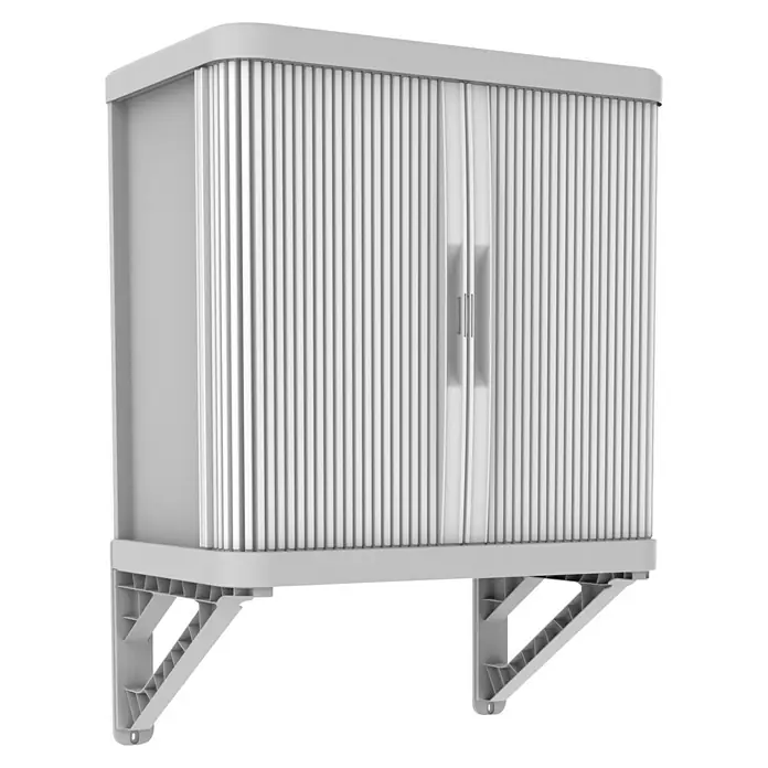 Terry Armario multiusos de plástico  Rolling Space - L x An x Al: 36 x 59 x 59,5 cm - Armario persiana blanco con dos manijas y montaje en pared, ideal para almacenamiento.