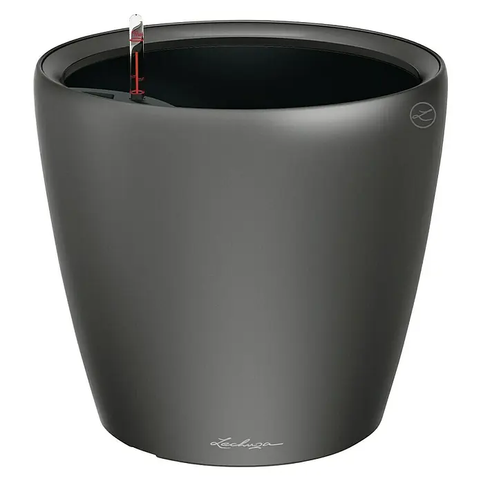Lechuza Classico Pflanztopf Premium LS - Außenmaß (Ø x H): 43,5 x 39,5 cm, Kunststoff, Anthrazit Metallic - Grauer Lechuza Pflanztopf mit Wasserstandsanzeige, ideal für Zimmerpflanzen und als stilvolles Deko-Element.