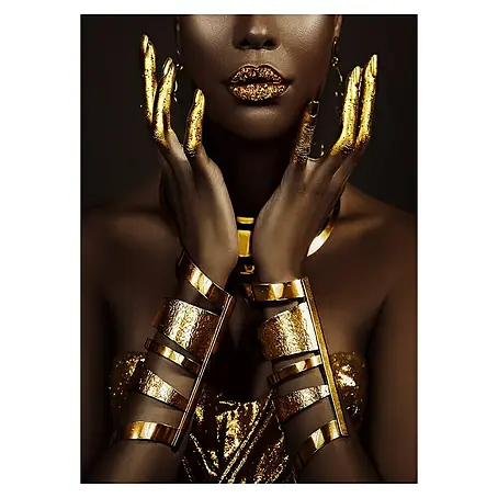 Cuadro alto brillo Mujer Oro