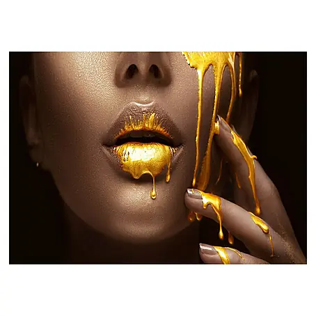 Cuadro alto brillo Labios Oro