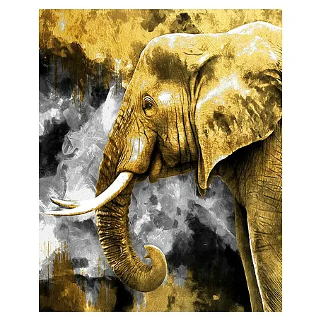 Cuadro alto brillo Elefante Oro