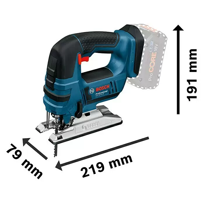 Bosch Professional AMPShare 18V Sierra de calar de batería GST 18V-LI L-Boxx - 18 V, Sin batería, Número de carreras marcha en vacío: 0 /min - 2.700 /min - Sierra de calar sin cable Bosch Professional azul y negra con batería de 18V, medidas 219x191x79 mm.