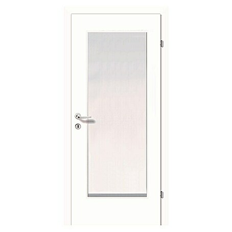 Zimmertür GA1 mit satiniertem Glas (B x H: 90 x 203 cm, DIN Anschlag: Rechts, Weiß, Mittellage: Röhrenspan, Oberfläche: CPL)