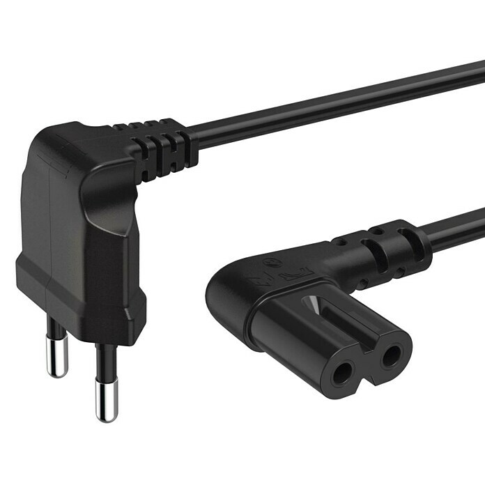 Hama Netzkabel 90° gewinkelt Doppelnut C7 (Schwarz, Länge: 3 m, Eurostecker, 2,5 A) | BAUHAUS