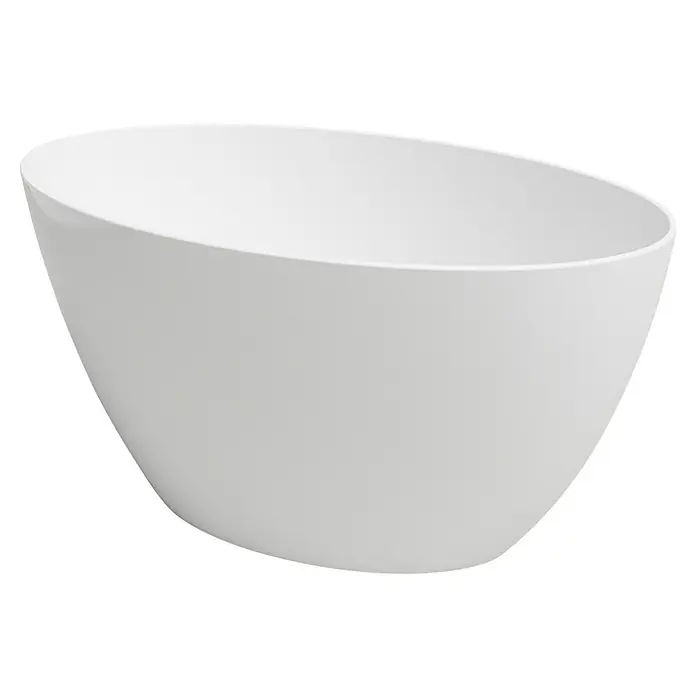 Pflanzschale rund - Außenmaß (Ø x H): 22 x 11 cm, Kunststoff - Nahaufnahme einer modernen, freistehenden, ovalen Badewanne in strahlendem Weiß, die Eleganz und minimalistisches Design vereint.