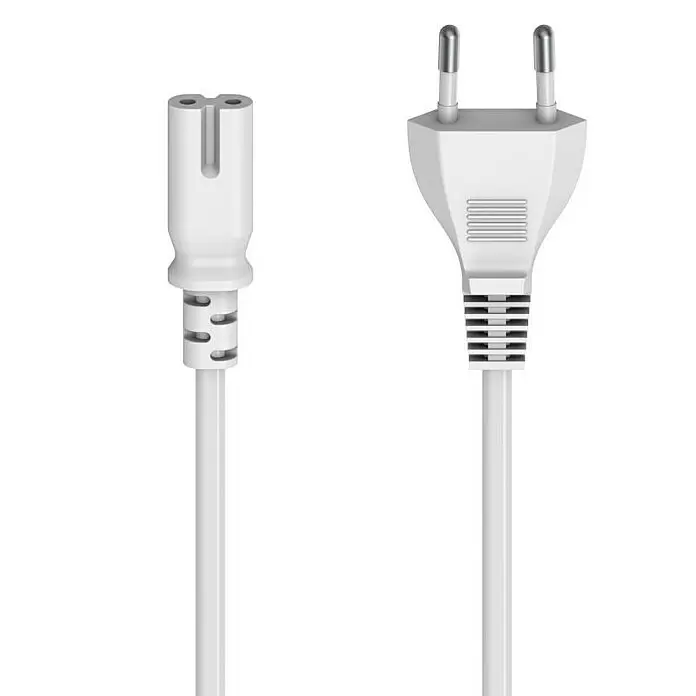 Hama Netzkabel - Weiß, Länge: 5 m, Eurostecker - Weißes Netzkabel mit C7-Anschluss und Schuko-Stecker.