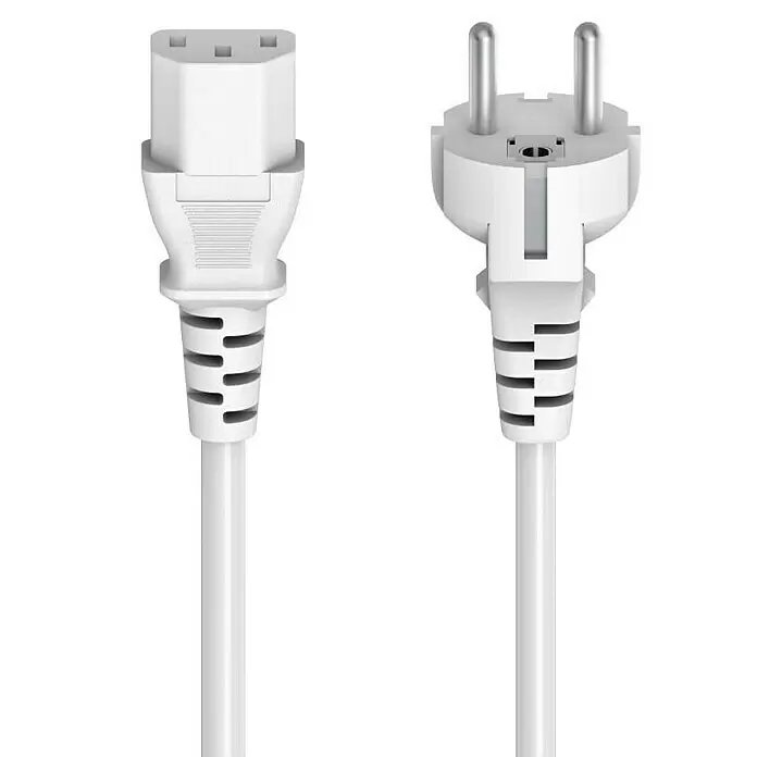Hama Netzkabel für Kaltgeräte - Weiß, Länge: 5 m, Schutzkontakt-Stecker - Weißes Netzkabel, Kaltgerätekupplung C13 zu Schuko-Stecker.
