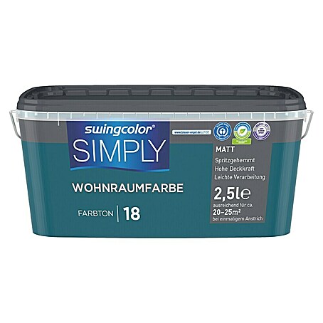 swingcolor Wandfarbe SIMPLY (Blau - Nr. 18, 2,5 l)
