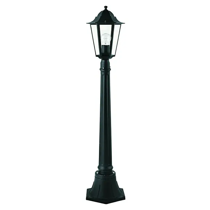 Lámpara de pie para exterior Orlando - 60 W, Color del marco: Negro, 20 x 20 x 100 cm, Sin bombillas - Elegante farola negra para exteriores, ideal para jardines y patios. Proporciona luz cálida y es un elemento decorativo.
