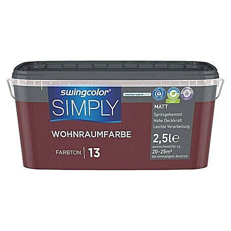 swingcolor Wandfarbe SIMPLY (Rot - Nr. 13, 2,5 l)