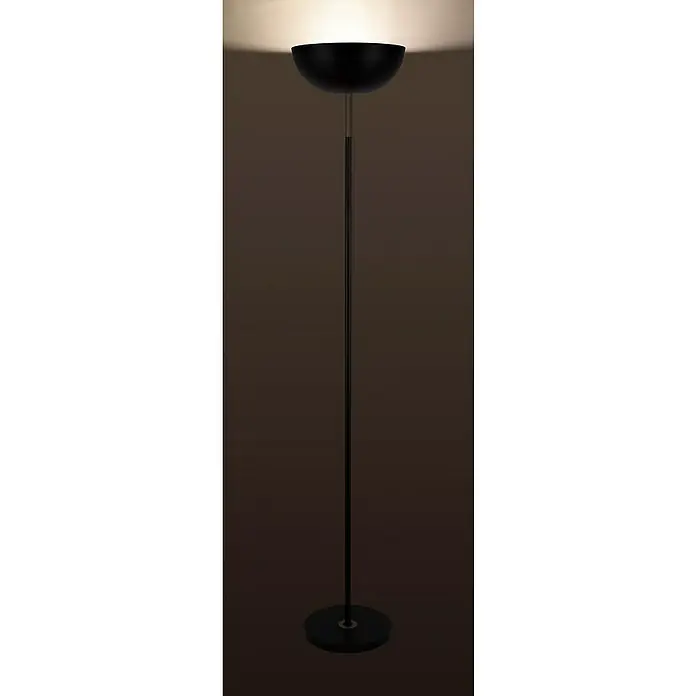 Lámpara de pie Lidia - 25 W, Altura: 190 cm, Negro, E27 - Elegante lámpara de pie negra con pantalla hemisférica, que emite una luz cálida y crea un ambiente moderno.