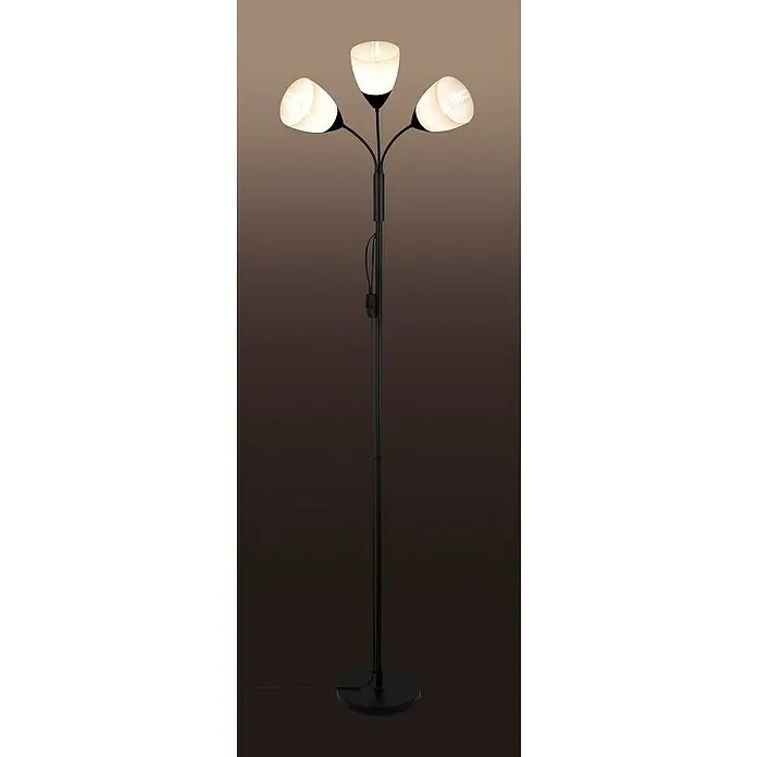 Lámpara de pie Nieves - 25 W, Altura: 179 cm, Negro, E27 - Elegante lámpara de pie con tres luces y estructura negra. Las pantallas son blancas y dan una luz agradable a la habitación.