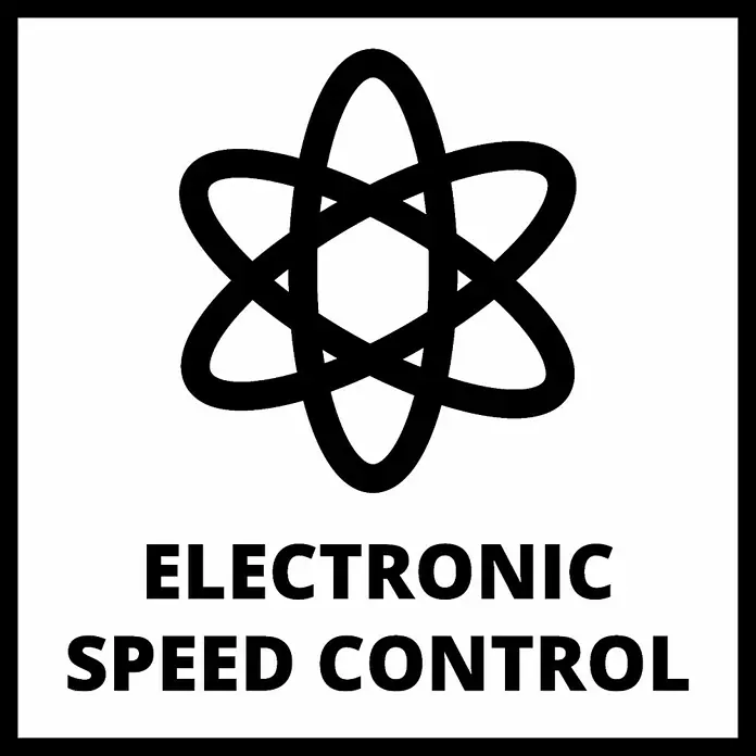 Einhell Vareador de olivas GE-FS 18/53 Li - 18 V, 1 batería, Anchura de trabajo: 53 cm - Símbolo de control electrónico de velocidad, un icono de átomo, que muestra el control preciso del rendimiento del dispositivo.