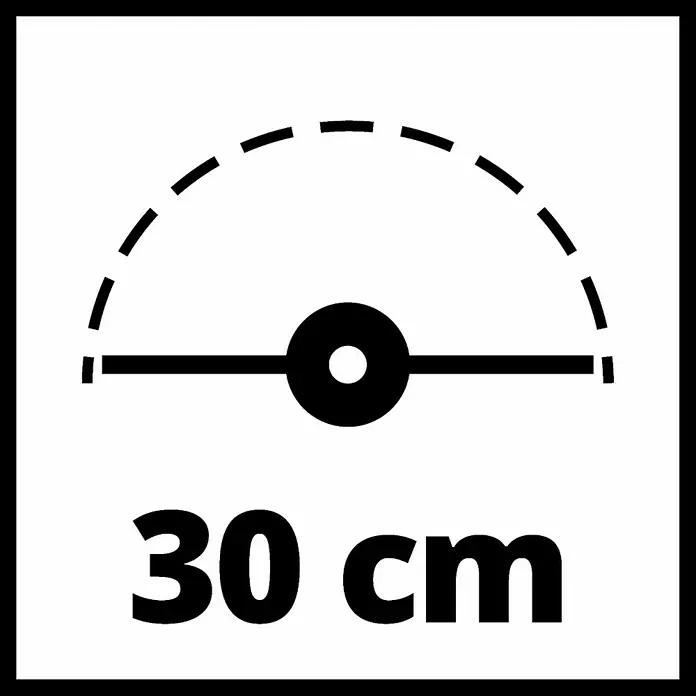 Einhell Recortabordes eléctrico GC-ET 4530 SET - 450 W, Ancho de corte hilo: 30 cm - Símbolo que indica "30 cm" con una ilustración que representa el área de trabajo o el radio de un dispositivo.