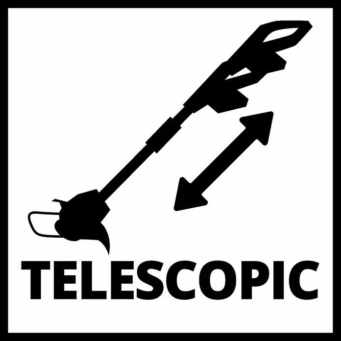 Einhell Power X-Change 18V Akku-Rasentrimmer GE-CT18/28LI TC-Solo - 18 V, Li-Ionen, Ohne Akku, Schnittbreite Faden: 28 cm - Symbol für ein Teleskop-Gartengerät, das die Ausziehbarkeit zur Anpassung an verschiedene Reichweiten und Aufgaben hervorhebt.