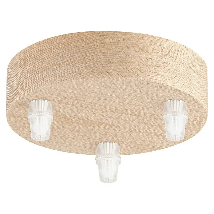 Home Sweet Home Lampenbaldachin - 3-fach, Holz Hellbraun, Holz, 12 cm - Holzdeckenleuchte mit drei transparenten Lampenfassungen. Eine stilvolle und natürliche Beleuchtung für Ihr Zuhause.