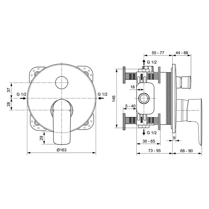 Ideal Standard Connect Air UP-Badewannenarmatur (Chrom, Glänzend)