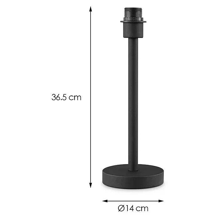 Home Sweet Home Lampenfuß Stick 39 - 10 W, Höhe: 39 cm, Schwarz, Edelstahl, E27 - Schwarzer Lampenfuß mit Fassung, 36,5 cm hoch, 14 cm Durchmesser.