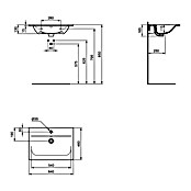 Ideal Standard Connect Air Einbauwaschbecken (46 x 64 cm, Keramik, Weiß)