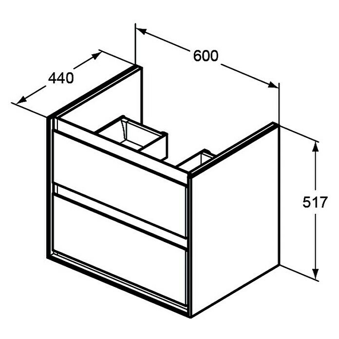 Ideal Standard Connect Air Waschtischunterschrank (44 x 60 x 51,7 cm, 2 Schubkästen, Pinie/Braun, Matt)