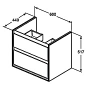 Ideal Standard Connect Air Waschtischunterschrank (44 x 60 x 51,7 cm, 2 Schubkästen, Pinie/Braun, Matt)