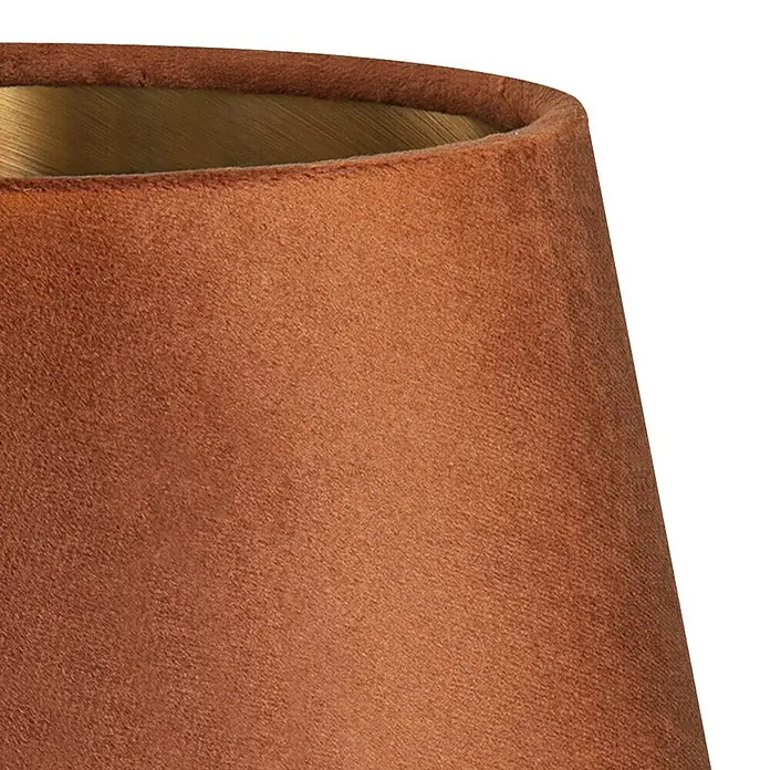 Home Sweet Home Lampenschirm Velvet - Braun-Gold, E27, 20 x 15 x 13 cm - Nahaufnahme eines braunen Lampenschirms mit goldenem Interieur, der eine warme und einladende Atmosphäre erzeugt.