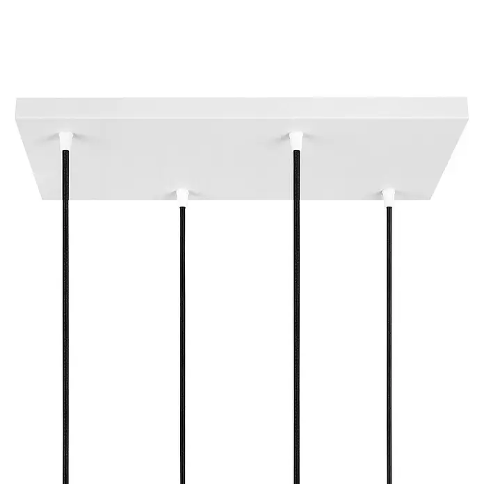 Home Sweet Home Lampenbaldachin - 4-fach, Weiß, 25 x 47 cm - Weiße rechteckige Deckenleuchte mit vier schwarzen Kabeln für moderne Beleuchtungslösungen. Elegantes Design für stilvolle Innenräume.