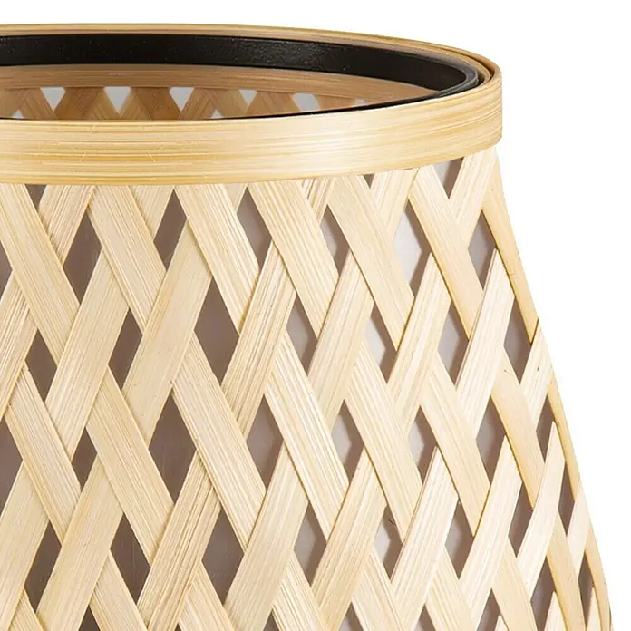 Home Sweet Home Lampenschirm Bamboo - L x B x H: 30 x 20 x 17 cm, Bambus, E27 - Nahaufnahme eines dekorativen Lampenschirms aus hellem Bambusgeflecht mit dunklem Rand.