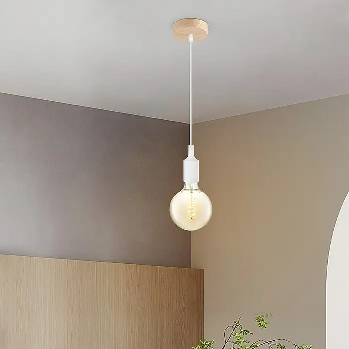 Home Sweet Home Lampenbaldachin - 1-fach, Holz Hellbraun, Holz, 11 cm - Elegante Pendelleuchte mit einer Glühbirne. Die Lampe hat ein minimalistisches Design mit einem Holzelement.