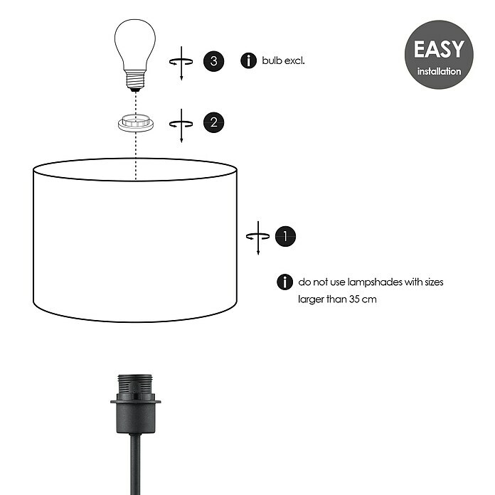 Home Sweet Home Lampenfuß Single 37 (10 W, Höhe: 36,5 cm, Schwarz, Edelstahl, E27) | BAUHAUS