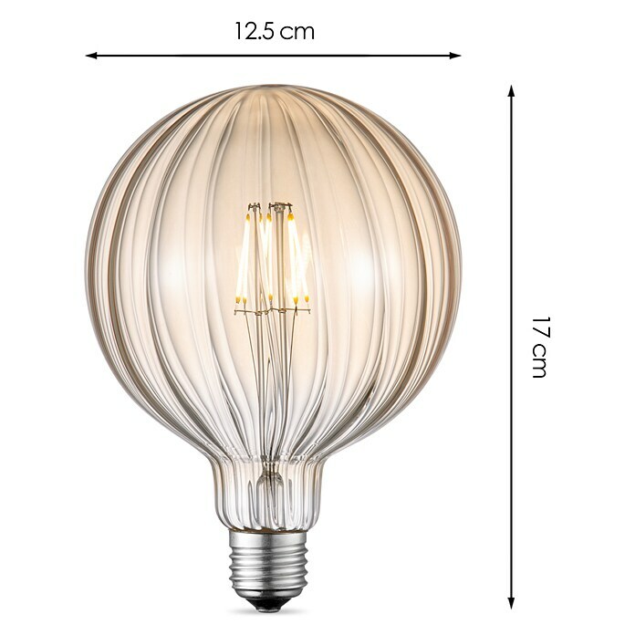 Home Sweet Home LED-Lampe Filament Classic Vintage Globe-Form gestreift (E27, Dimmbar, Warmweiß, 400 lm, 4 W) | BAUHAUS