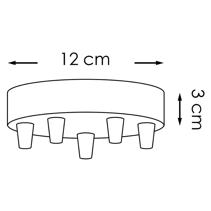 Home Sweet Home Lampenbaldachin - 5-fach, Holz Hellbraun, Holz, 12 cm - Illustration einer Deckenleuchte mit den Maßen 12 cm breit und 3 cm hoch, geeignet für Innenräume, mit mehreren Fassungen.