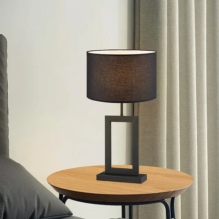 Home Sweet Home Lampenfuß Jong 40 - 10 W, L x B x H: 8 x 20 x 40,5 cm, Schwarz, E27 - Elegante Tischleuchte mit schwarzem Schirm und modernem, rechteckigem Designfuß, die jedem Raum eine stilvolle Note verleiht.