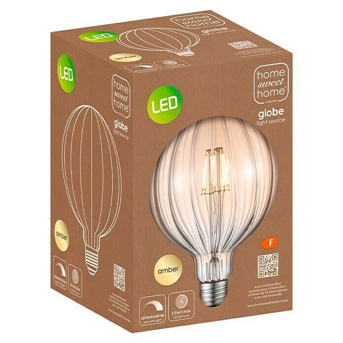 Home Sweet Home LED-Lampe Filament Classic Vintage Globe-Form gestreift (E27, Dimmbar, Warmweiß, 400 lm, 4 W) | BAUHAUS