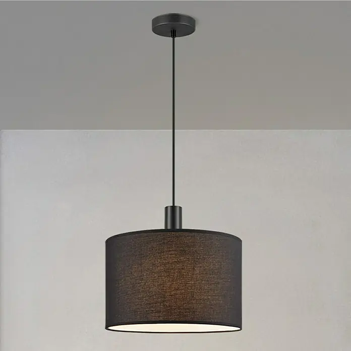 Home Sweet Home Lampenpendel Fabric - Schwarz, 223 cm, E27 - Elegante Pendelleuchte mit schwarzem Stoffschirm, die jedem Raum ein stilvolles Ambiente verleiht.