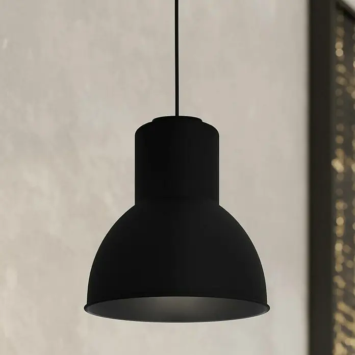 Eglo Capoliverie Portalámparas colgante - 110 cm, Negro, 40 W, E27 - Lámpara colgante negra con diseño moderno. Ideal para iluminar comedores o cocinas, creando un ambiente elegante.