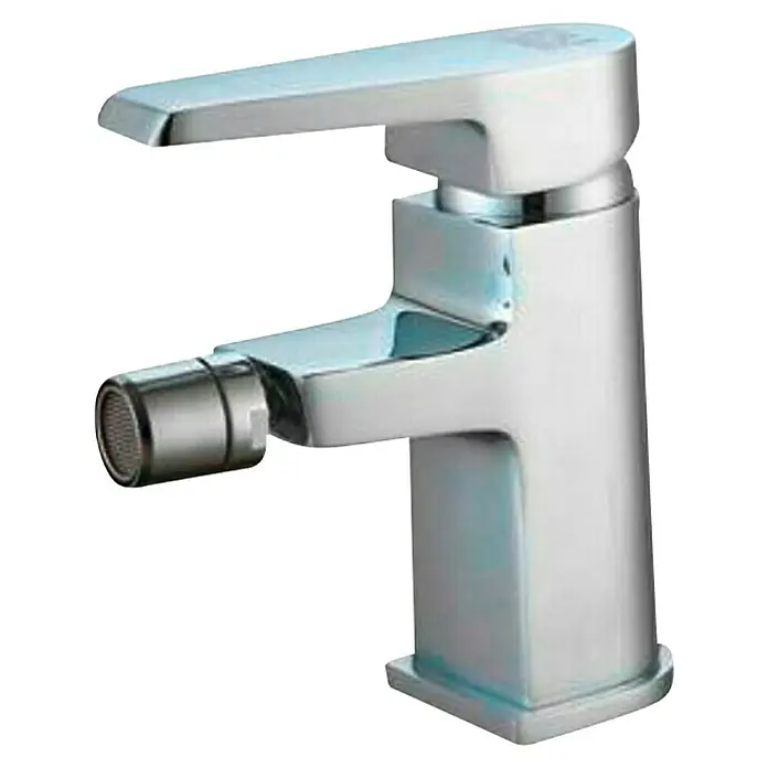 Universal de Grifería Sil Grifo monomando de bidé - Cromo, Brillante - Un grifo de bidé cromado y moderno con un diseño rectangular elegante, perfecto para baños contemporáneos con gran funcionalidad.
