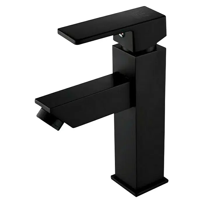 Universal de Grifería Amazonas Grifo de lavabo - Negro, Mate - Elegante grifo negro mate con un diseño angular y moderno. Ideal para baños y cocinas con estilo.