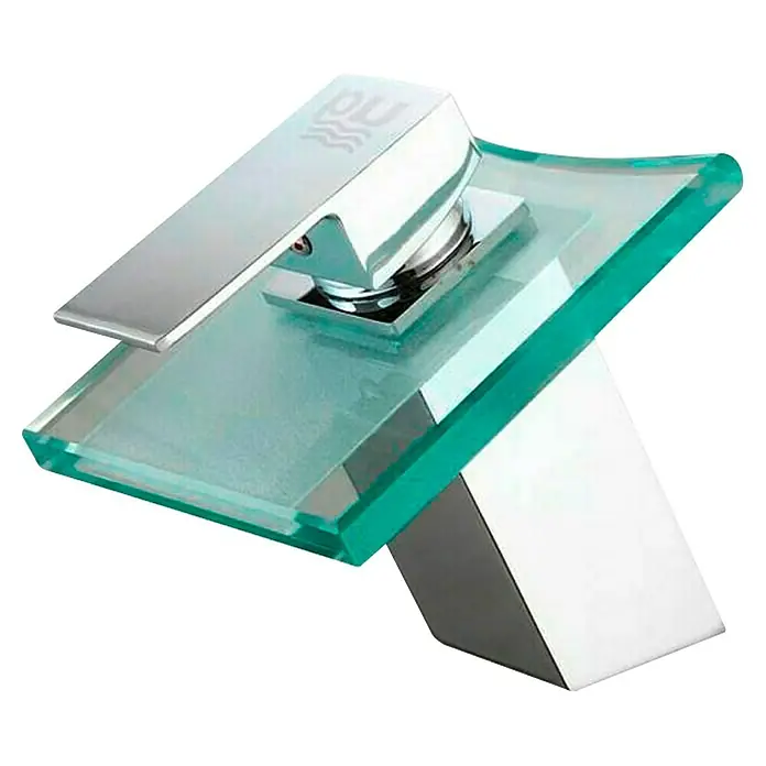 Universal de Grifería Grifo de lavabo Eufrates - Cromo, Brillante - Elegante grifo para lavabo con placa de cristal y acabado cromado. Esta moderna pieza es un punto atractivo en el baño.\n