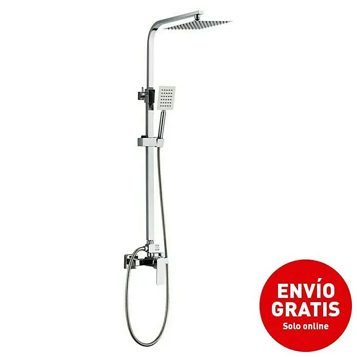 Universal de Grifería Sistema de ducha Maza - Con grifo monomando, Cromo - Columna de ducha con rociador y ducha de mano. El diseño moderno en cromo mejora cualquier baño. Incluye adhesivo "Envío Gratis".