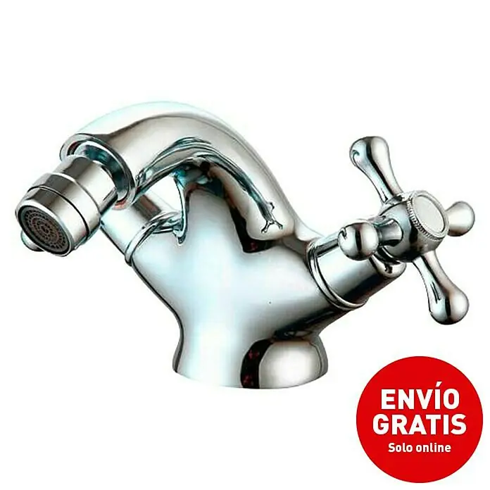 Universal de Grifería Classica Grifo bimando de bidé - Cromo, Resplandeciente - Grifo plateado brillante con manijas en cruz. Diseño elegante para baño o cocina, que añade un toque moderno.