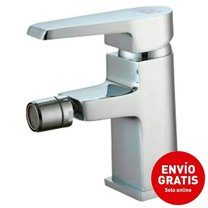 Universal de Grifería Sil Grifo monomando de bidé - Cromo, Brillante - Primer plano de un moderno grifo de bidé cromado con un diseño minimalista y líneas limpias, ideal para un baño elegante.