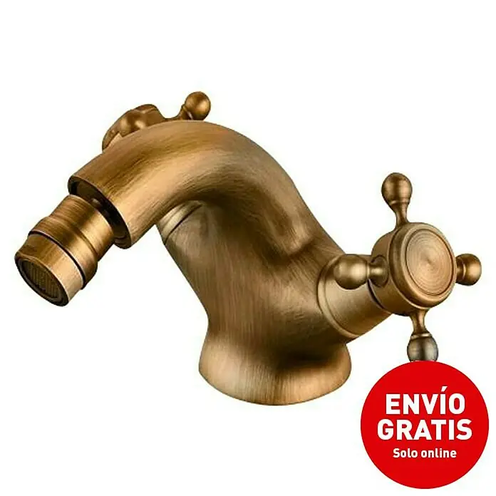 Universal de Grifería Classica Grifo bimando de bidé - Bronce, Mate - Grifo de bidé de latón antiguo con manijas cruzadas para baños elegantes.