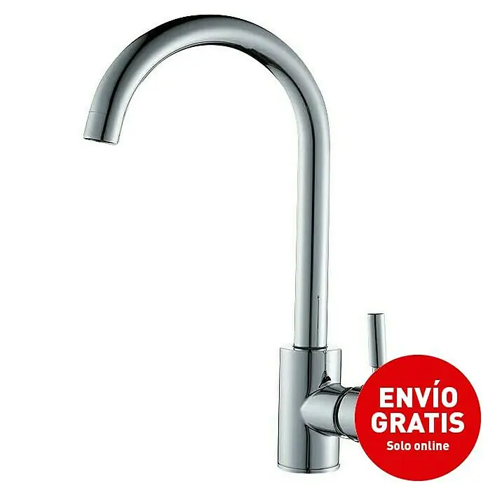 Universal de Grifería Catriel Grifo de cocina - Cromo, Brillante - Moderno grifo de cocina cromado con caño alto y monomando para un funcionamiento cómodo, perfecto para cualquier fregadero.