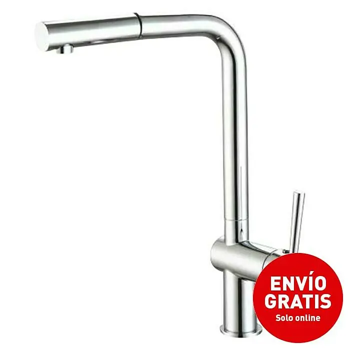 Universal de Grifería Grifo de cocina extraible Carrion - Cromo, Brillante - Un moderno grifo de cocina cromado con caño giratorio y mezclador de palanca única para una fácil operación y un diseño elegante.