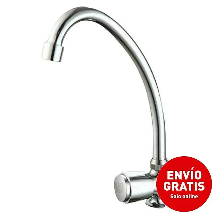 Universal de Grifería Grifo de cocina Vertical 1 Agua - Cromo, Brillante - Grifo cromado de alta calidad, ideal para cocina o baño. Diseño elegante y fácil instalación para un uso duradero.
