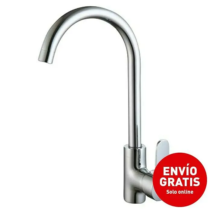 Universal de Grifería Grifo de cocina Zezere - Cromo, Brillante - Grifo cromado individual con caño giratorio para fregadero o lavabo en el baño. Diseño contemporáneo.