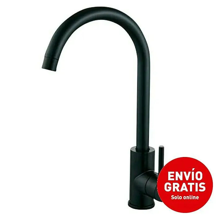Universal de Grifería Catriel Grifo de cocina - Negro, Mate - Grifo de cocina negro con caño alto para fregadero, diseño moderno. Ideal para cualquier cocina.