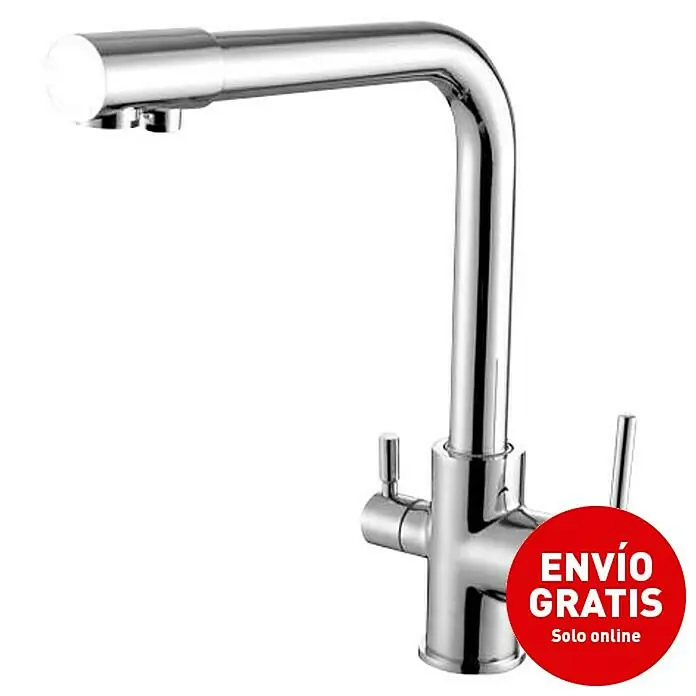 Universal de Grifería Grifo de cocina Osmosis - Cromo, Brillante - Grifo de fregadero moderno con acabado cromado, doble manija para el control de temperatura y caño alto.