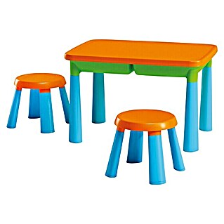 Kinder-Sitzgruppen-Set (3 -tlg., Kunststoff, Hellblau/Orange)